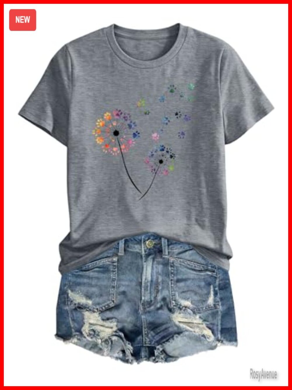 Graphic tee dandelion print short sleeve summer top
